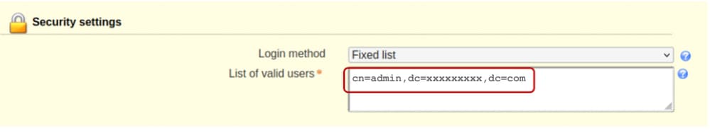 List of valid users