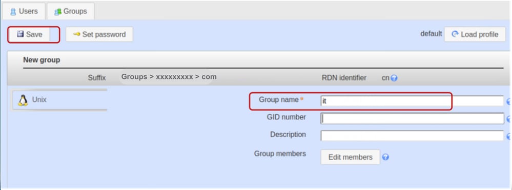 Enter a group name and save