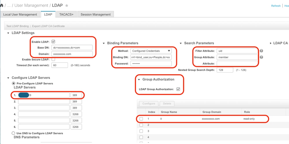 Cisco IMC configuration settings