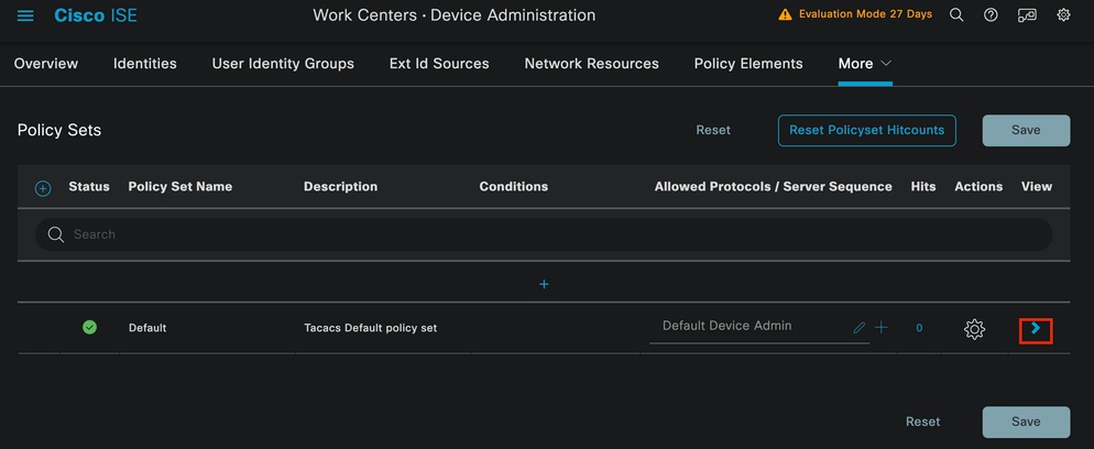 Device Admin Policy Sets page