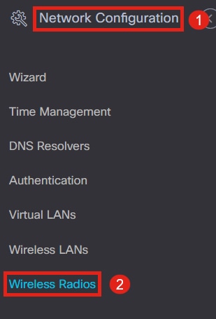 Login to your CBD and navigate to Network Configuration > Wireless Radios.