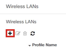 To create a new profile, click on the plus icon under Wireless LANs. 