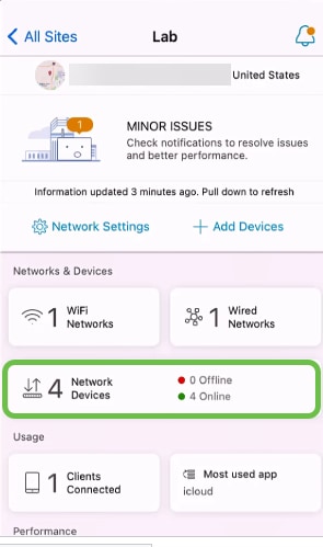Once you log into your Cisco Business Mobile Application, select Network Devices.