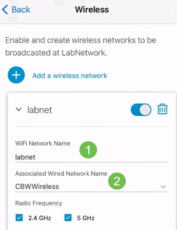 Enter WiFi Network Name and choose Associated Wired Network Name from the drop-down menu. 