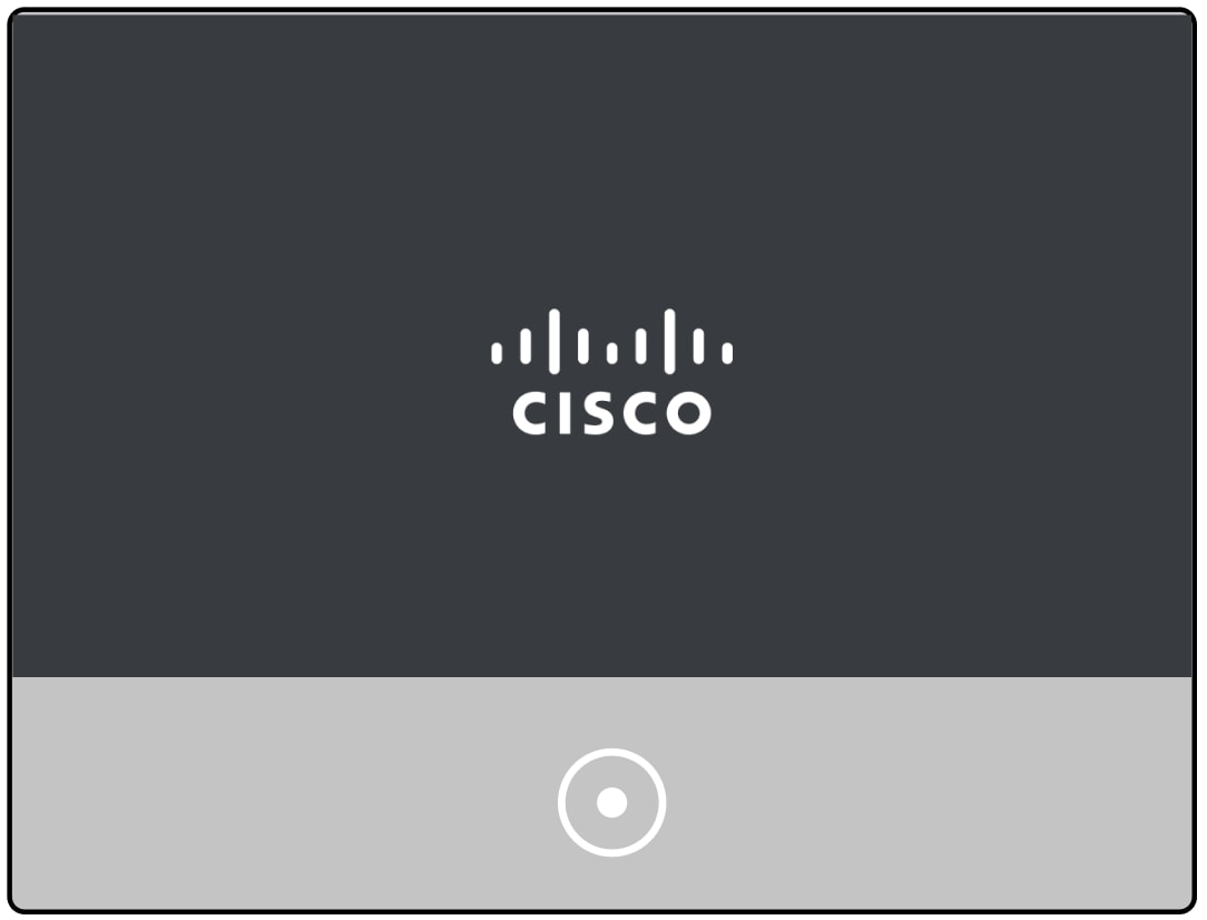 On the initial power up, as soon as the Cisco Logo is displayed on the screen, the center dot LED and the outer ring LED will turn on with 100% brightness.