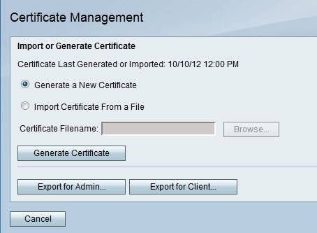 generate certificate cisco vpn