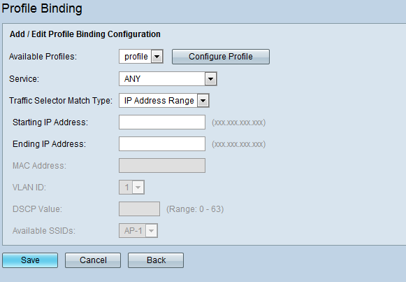 Add / Edit Profile Binding Configuration Section