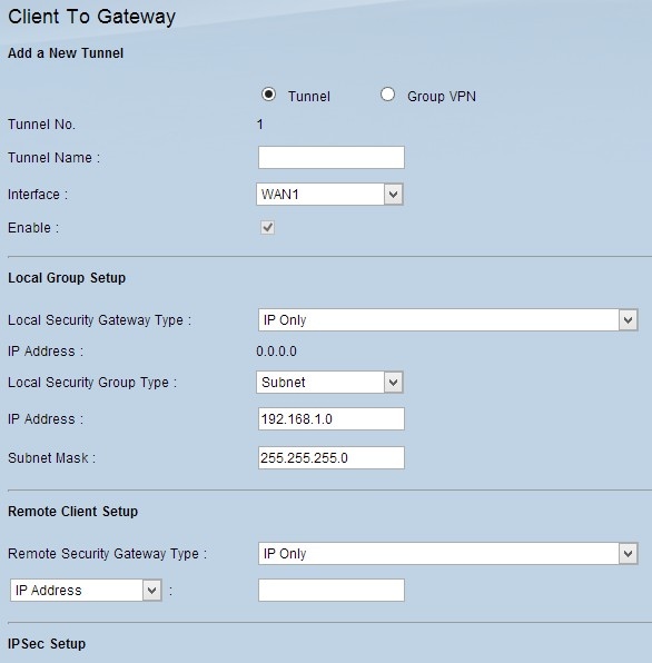 Set Up A Remote Access Tunnel Client To Gateway For Vpn Clients On Rv016 Rv042 Rv042g And Rv0 Vpn Routers Cisco