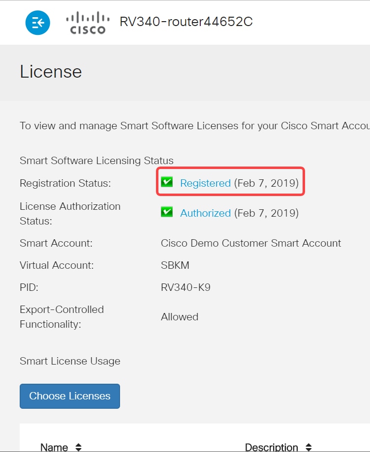 Registrieren einer Smart SoftwareLizenz auf einem Router der Serie