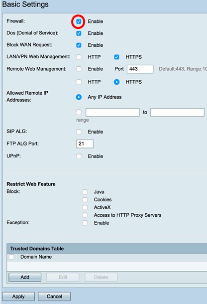 Configure Basic Firewall Settings on the RV34x Series Router - Cisco
