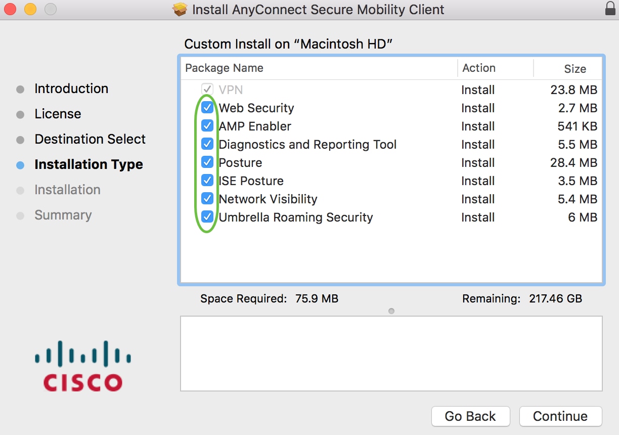 Choose the components to be installed by checking or unchecking the      corresponding      check boxes.