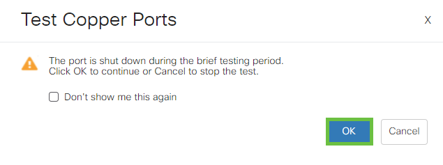 A warning will appear explaining that the port will be shut down for a short period of time. Click OK. 
