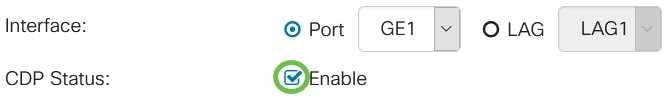 In the CDP Status field, check the Enable checkbox to enable CDP on the port specified.