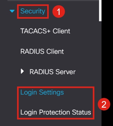 Navigate to Security and you will see two menu options – Login Settings which contains the old Password Strength menu options and some additional menu options and a new Login Protection Status menu.