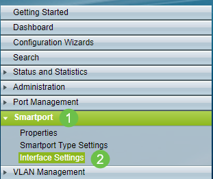 Go to Smartport > Interface settings. 