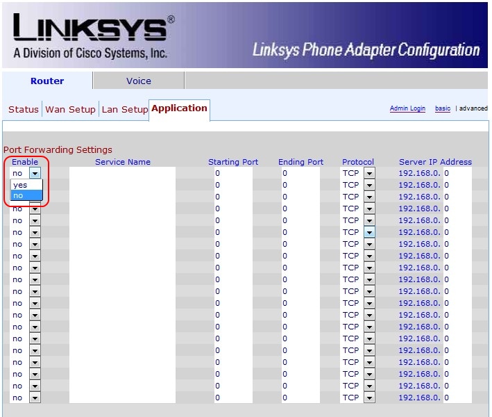 Port Forward Setting on SPA2102 Cisco