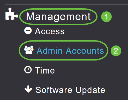 Navigate to Management > Admin Accounts