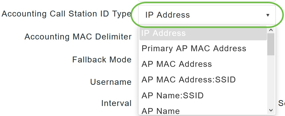 Choose the Accounting Call Station ID Type from the drop-down list. 