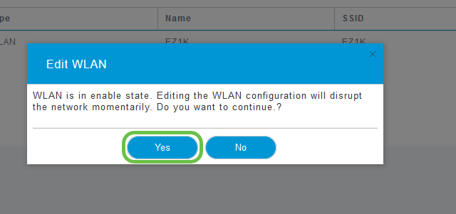 A popup regarding WLAN availability is displayed, select your choice of yes or no.