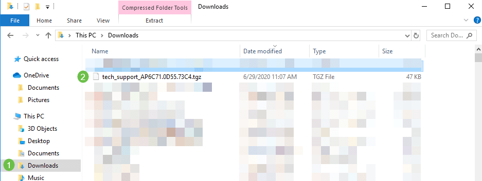 In the Download folder of your computer files, you will see a tech support .tgz file. The files inside this folder need to be extracted. 