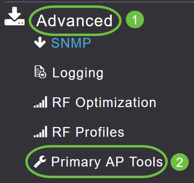 From the Web UI menu, choose Advanced > Primary AP Tools. 