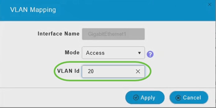 In the VLAN Id field, specify the VLAN.