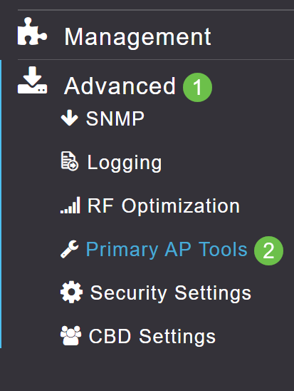 To download the current configuration, choose Advanced > Primary AP Tools.