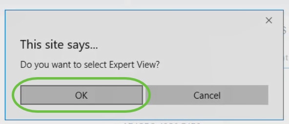 A message is displayed to confirm if you want to switch to the expert view. Click OK. 