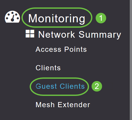 navigate to Monitoring > Guest Clients in the web UI of the AP.