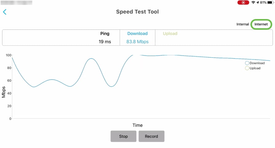 Speed Test Tool under More tab allows you to verify the download and upload speed for Internet traffic too.