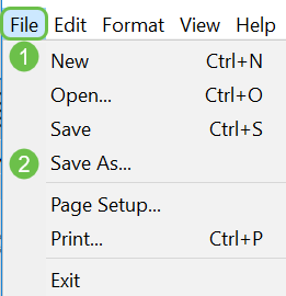Click File and then from the drop-down menu select Save As.... 