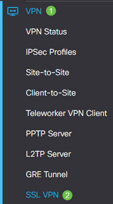 Access the router web-based utility and choose VPN > SSL VPN.