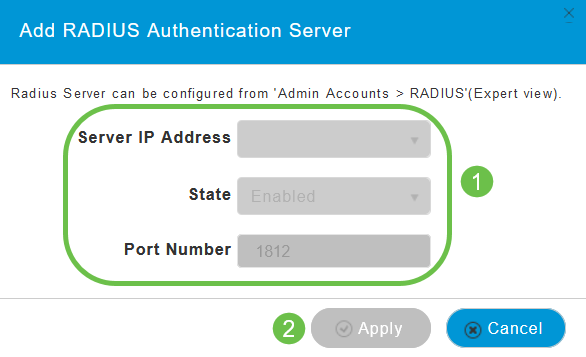 Enter the Server IP Address, State, and Port Number. Click Apply. 