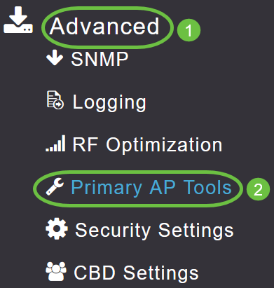 To upload certificates, go to Advanced > Primary AP Tools. 
