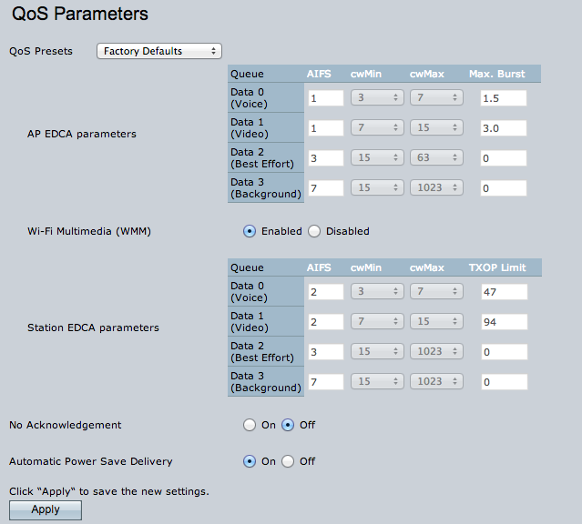 Quality of Service (QoS) Settings on AP541N Access Point Cisco