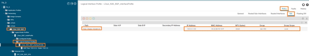 Configure Logical Interface Profile under L3out