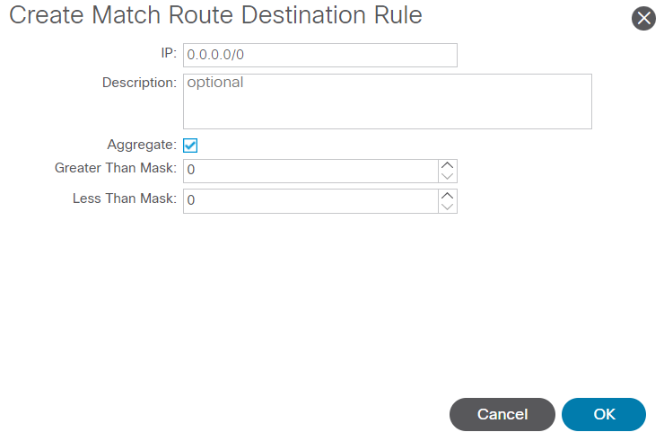 Create Match Route Destination Rule