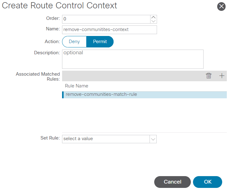 Associated Match Rule is now added to Route Control Context