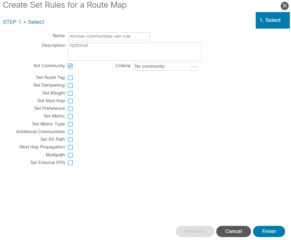 Create Set Rule for Route Map