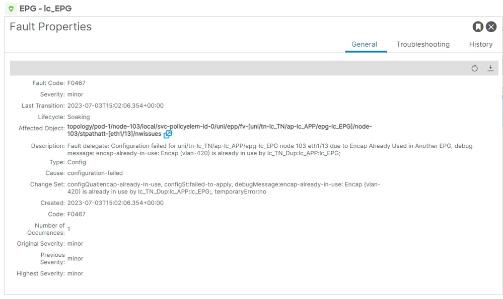 Encap Already Used in Another EPG