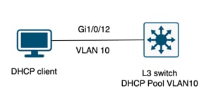 Client connected to a Layer 3 switch configured as DHCP server.