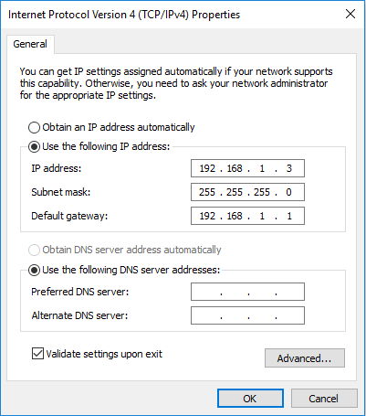 تعيين IP ثابت على كمبيوتر Windows