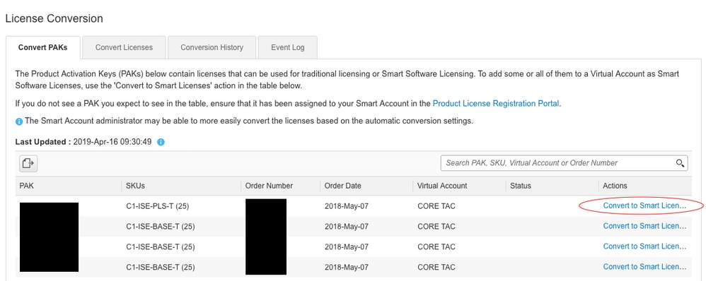 Select Convert to Smart Licensing
