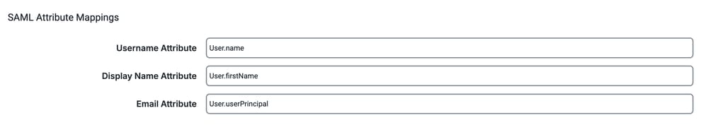 SAML Attribute Mappings Fields Completed