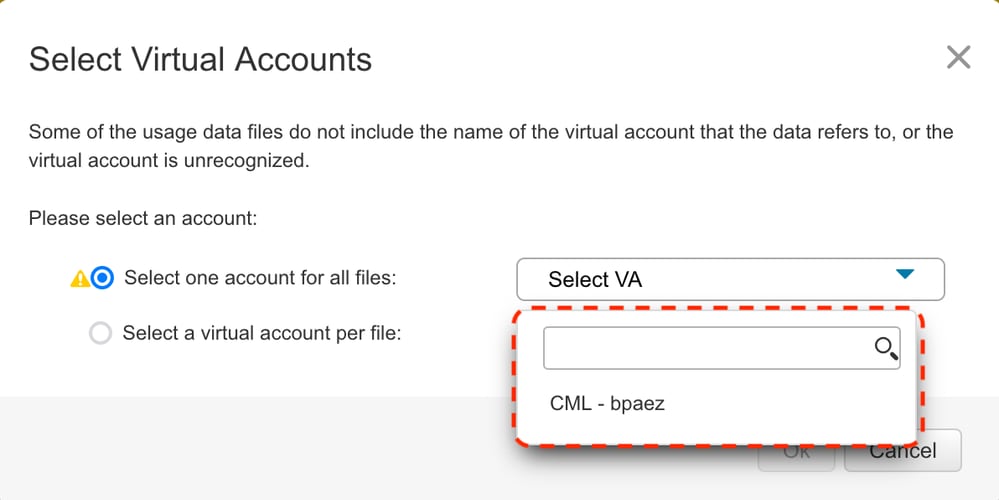 CSM - Drop-Down Menu van virtuele account