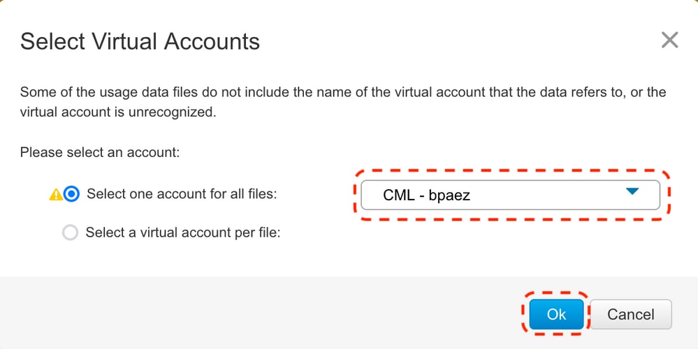 CSSM — 已選擇虛擬帳戶
