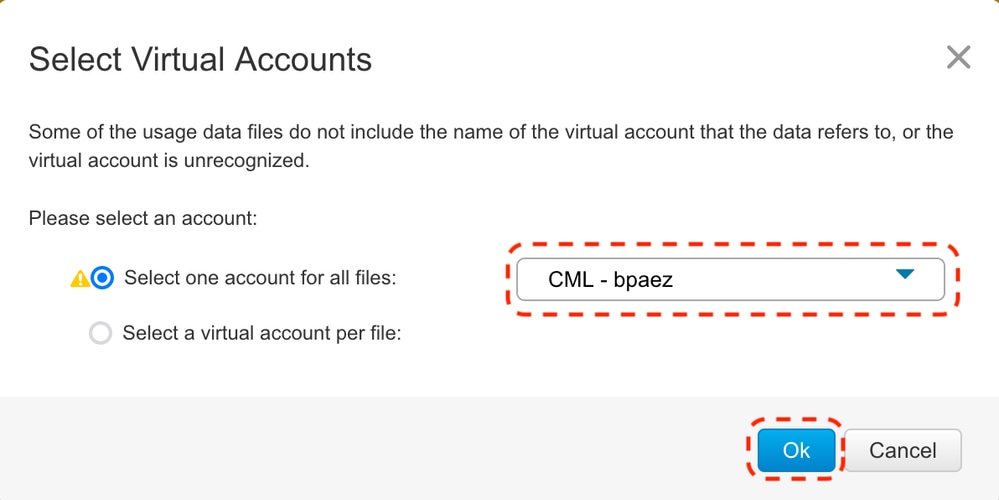 CSM - Virtuele account geselecteerd