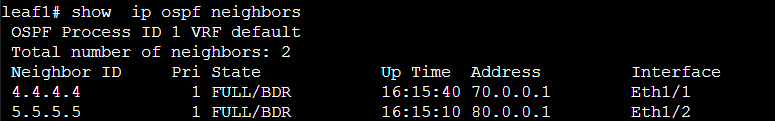 OSPF Neighbor Established with Spine Switches