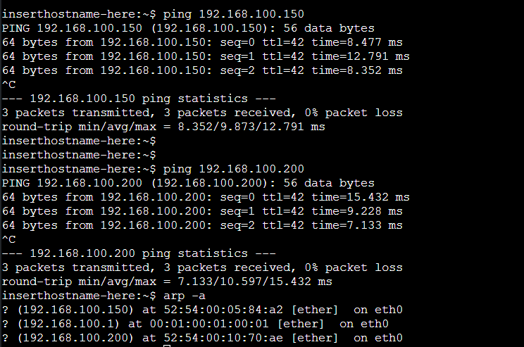 Ping from Desktop0 to Desktop1 and Desktop2