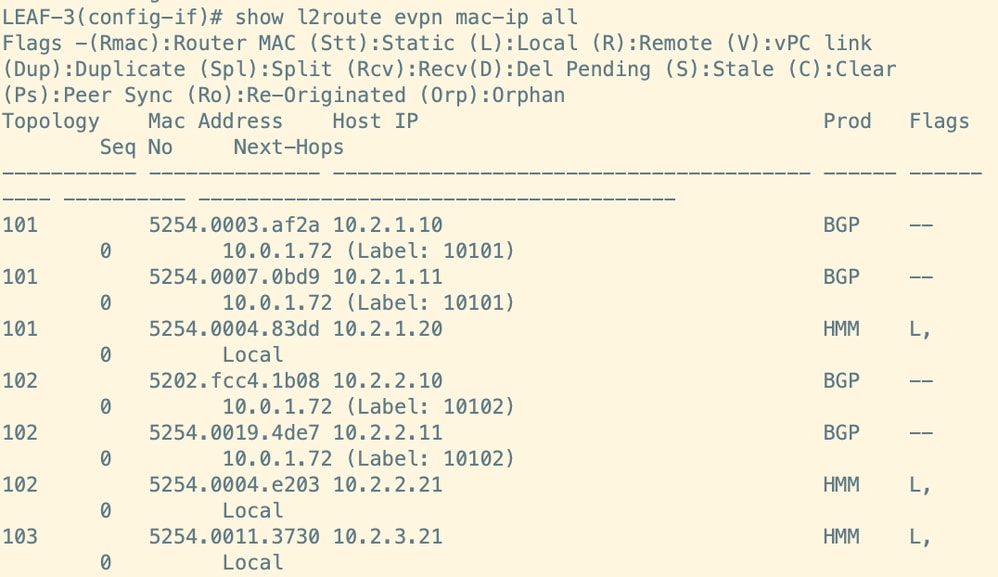 Command Output from Leaf 3